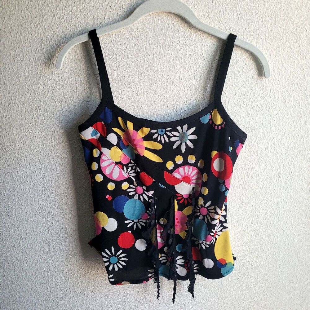 Vintage Y2K Cynthia Steffe Top M Strappy Tank Boho Floral Whimsigoth USA
